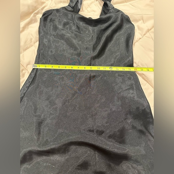 Winlar black slip dress, midi, wide straps, flowing, fairy, satin, SP - Picture 5 of 7